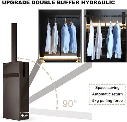 Pull Down Closet Rod for Hanging Clothes, Retractable Wardrobe Hanger for - Image 4
