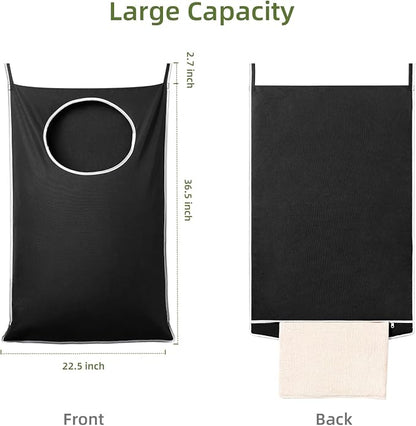 KEEPJOY XL Black Door Hanging Laundry Hamper, 36.5" x 22.5" Large Capacity - Image 2