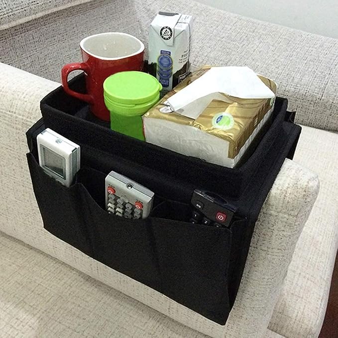 Non-Slip Armchair Caddy with Cup Holder Arm Rest Organizer TV Remote Control - Image 5