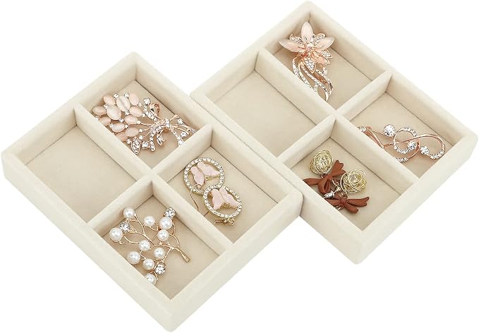 DesignSter Small Jewelry Tray-Ring Organizer 2PCS Premium Velvet Rings Earrings - Image 2