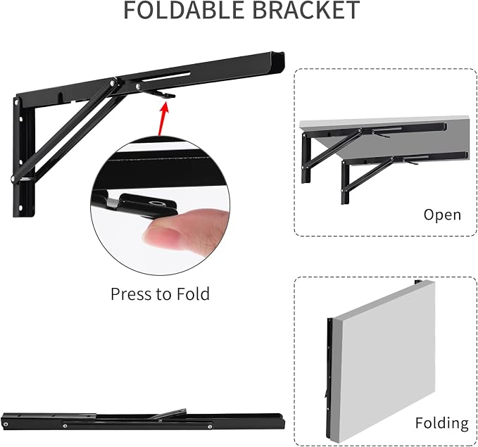 YUMORE Folding Shelf Brackets, 18 Inch Heavy Duty Collapsible Shelf Bracket - Image 2
