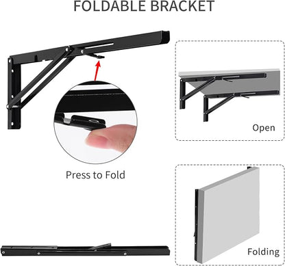 YUMORE Folding Shelf Brackets, 18 Inch Heavy Duty Collapsible Shelf Bracket - Image 2