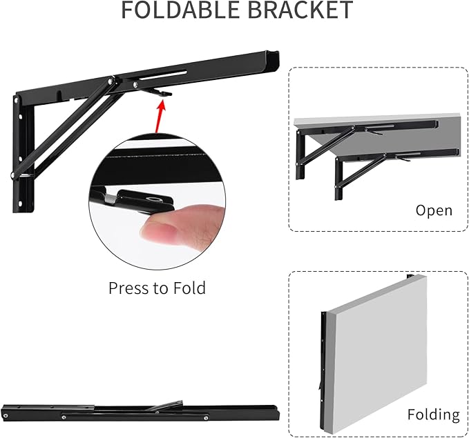 YUMORE Folding Shelf Brackets, 20 Inch Heavy Duty L Bracket, Max Load: 330lb - Image 3