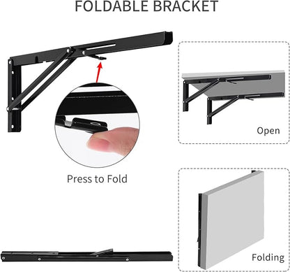 YUMORE Folding Shelf Brackets, 20 Inch Heavy Duty L Bracket, Max Load: 330lb - Image 3