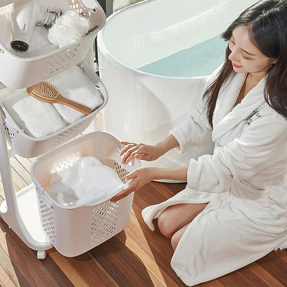 4-Tier Rolling Laundry Hamper Cart - Image 8