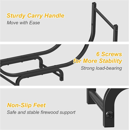 NANANARDOSO Curved Firewood Rack, 32 inches Powder Coated Wood Storage Rack - Image 6