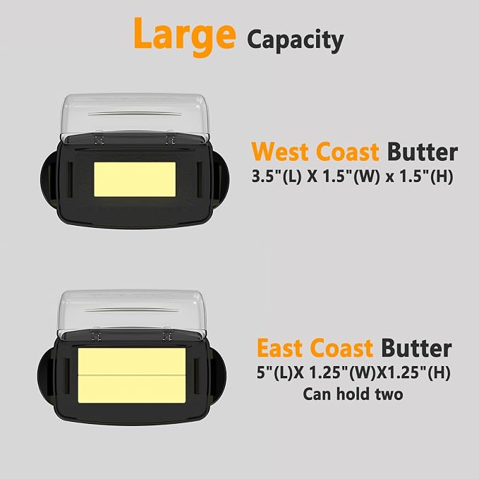 Butter Dishes with Lid for Countertop Refrigerator, Plastic Butter Dish Clear - Image 3
