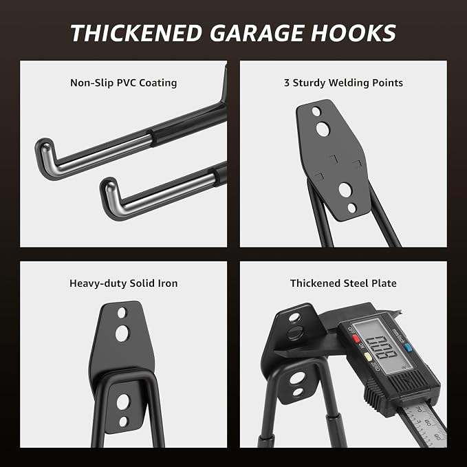 20 Pack Utility Steel Heavy Duty Wall Mount Garage Hooks, - Image 3