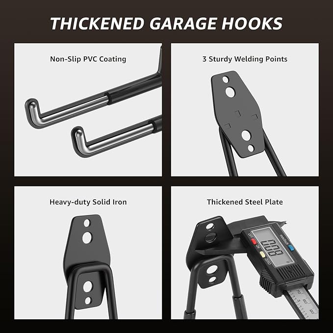 30 Pack Utility Steel Heavy Duty Wall Mount Garage Hooks, - Image 4
