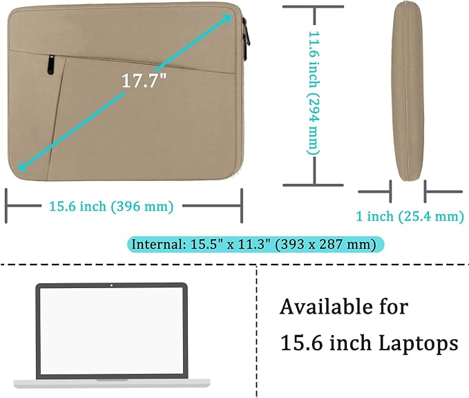 15.6 inch Laptop Sleeve, Shockproof Protective Computer Carrying Cover - Image 5