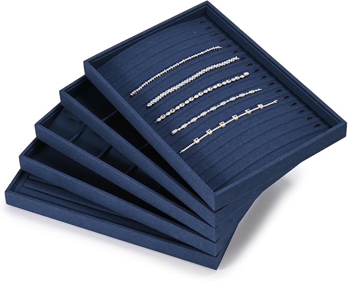 Microfiber Jewelry Tray Stackable Jewelry Drawer Organizer Trays Necklace - Image 9