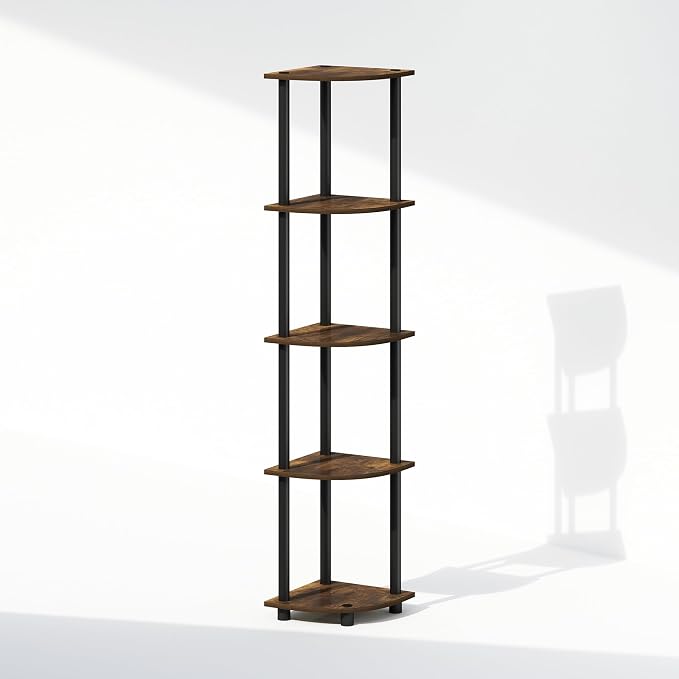 Furinno Turn-N-Tube Storage Shelves, 5-Tier Book Shelf, Corner Shelf - Image 7