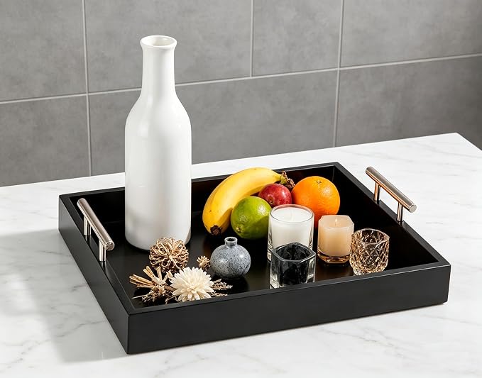 Serving Tray 16.5“X 13“Deluxe Wooden Ottoman Tray - Image 2
