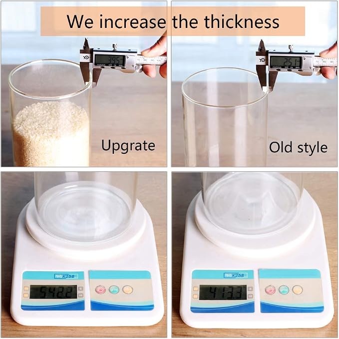 Glass Rice Storage Containers, 60 FL OZ Kitchen Food Jars - Image 2