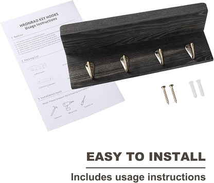 HRONRAD Rustic Key Holder for Wall, Farmhouse Wall Shelf - Image 7