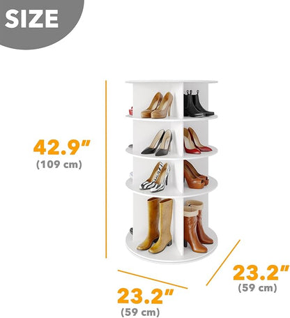 SpaceAid Rotating Shoe Rack 4 Tier Organizer, High Bottom Design Shoe Tower - Image 2