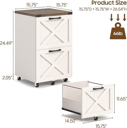 Halitaa Farmhouse 2 Drawer Small File Cabinet - Image 3