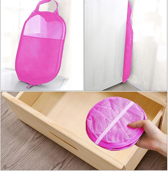 Larpur Popup Laundry Basket, Collapsible Portable Mesh Clothes Washing Laundry - Image 3