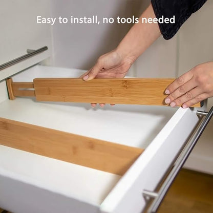 Fabsome Drawer Divider 6 Pack, Bamboo Dresser Organizers - Image 8