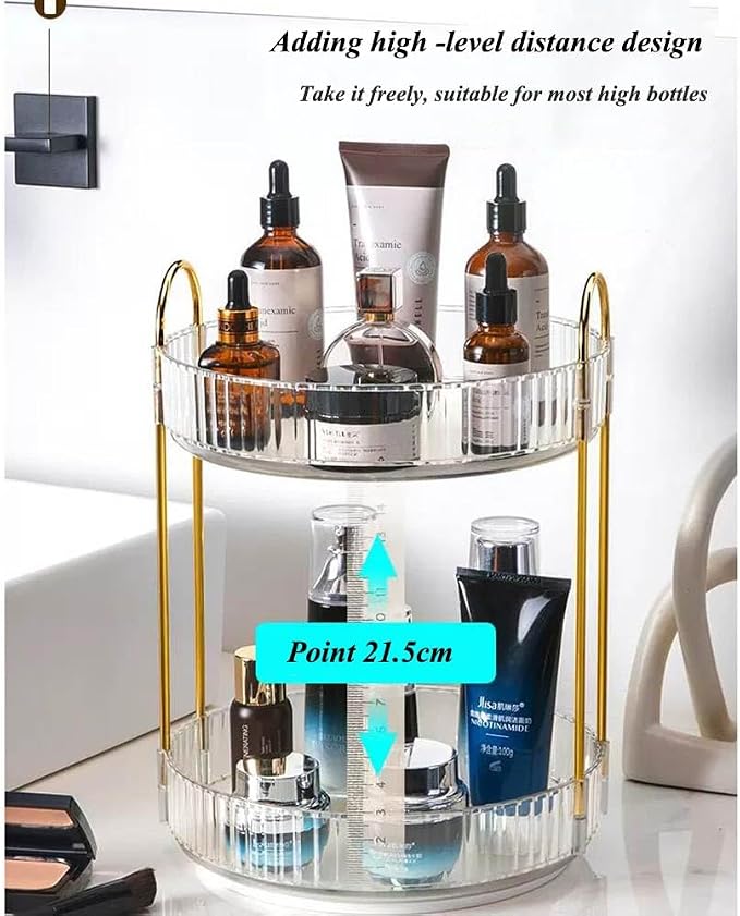 360° Rotating Makeup Organizer, Bathroom Makeup Carousel Spinning Holder Rack - Image 3
