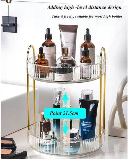 360° Rotating Makeup Organizer, Bathroom Makeup Carousel Spinning Holder Rack - Image 3