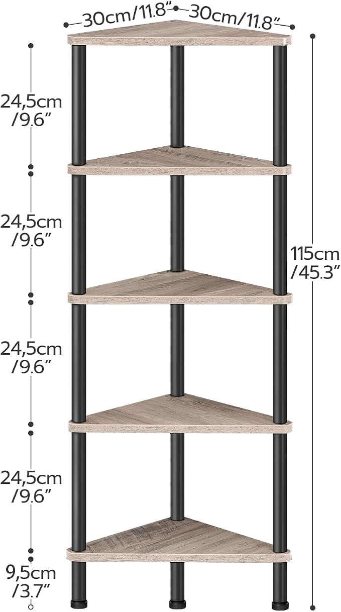 HOOBRO Corner Shelf Stand, Industrial 5-Tier Corner Bookshelf - Image 3