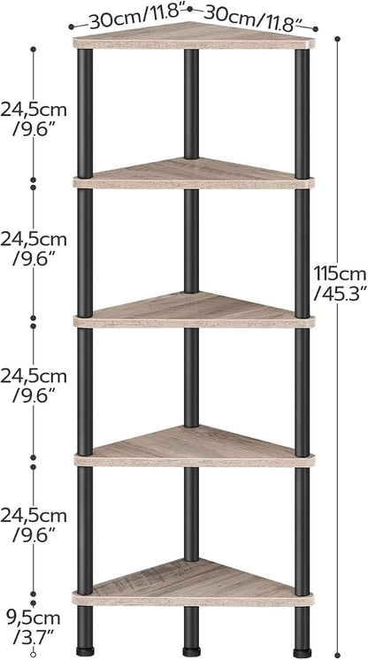HOOBRO Corner Shelf Stand, Industrial 5-Tier Corner Bookshelf - Image 3