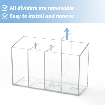 Acrylic Desk Organizer with Removable Dividers 4 Compartments - Image 3