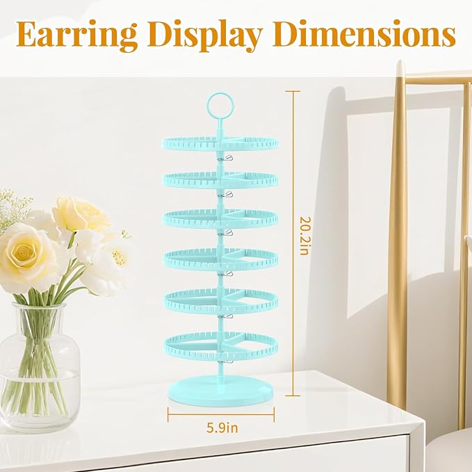EsLuker.ly Earring Holder Organizer Rotating Stud Display Tree Rack, 6 Tier | - Image 4
