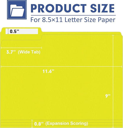 File Folder, PANDRI 120 Pack File Folder, 1/3 Cut Tab, Letter Size, Filing - Image 2