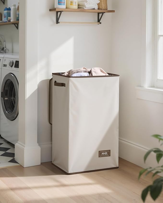 SOLEDI Laundry Hamper with Lid 90L Large & Tall Collapsible Laundry Basket - Image 2
