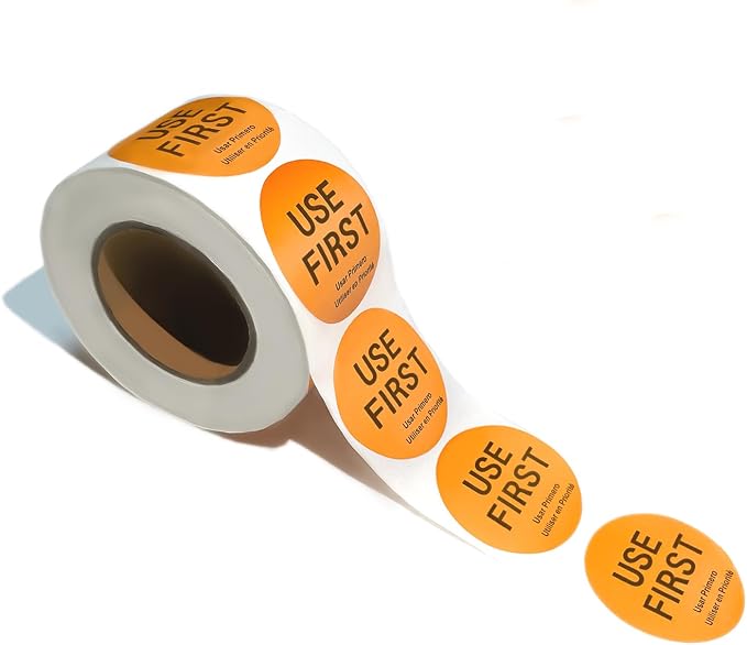 500 Pcs 1.5 Inch Use First Stickers Food Service Roll, Risepekt Orange FIFO by Risepekt