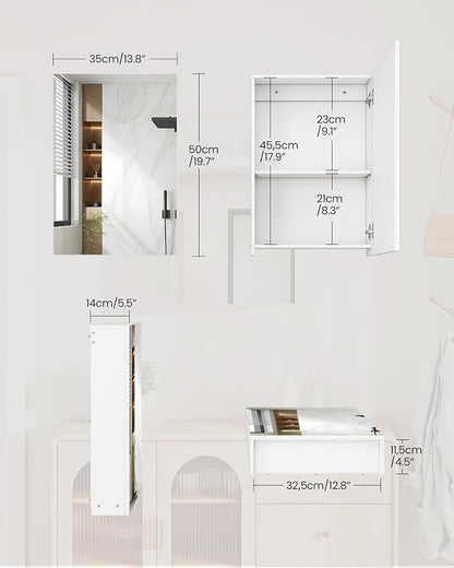 Bathroom Medicine Mirror Cabinet, 13.8'' x 19.7'', Wall-Mounted Bathroom Vanity - Image 3