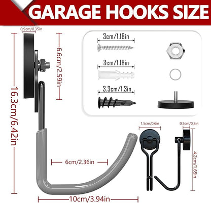 3-H Heavy Duty Magnet Garage Hooks 4 Pack, J Shape Strong Magnetic Hooks - Image 3