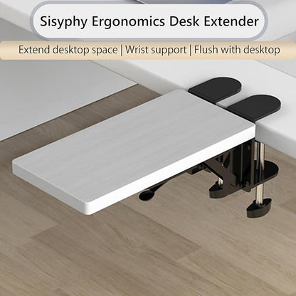 Sisyphy Ergonomics Desk Extender Tray, 11.8x5.9" Punch-Free Clamp on, Foldable - Image 2
