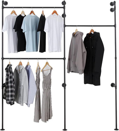 Wall Mounted Industrial Pipe Clothing Rack Garment Racks Pipeline Vintage - Image 9