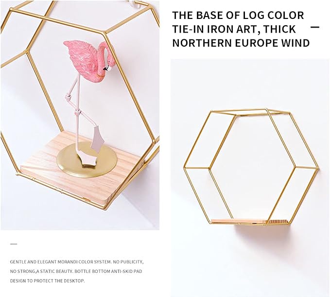 Wall Mounted Hexagonal Floating Shelves Set of 3 in Different Sizes, Modern - Image 6