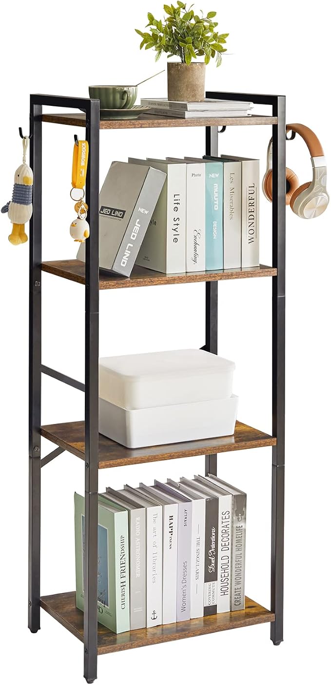 YMYNY Bookcase, 4-Tier Narrow Ladder Bookshelf, Freestanding Shelving Unit by High-qualityhomefurnishing