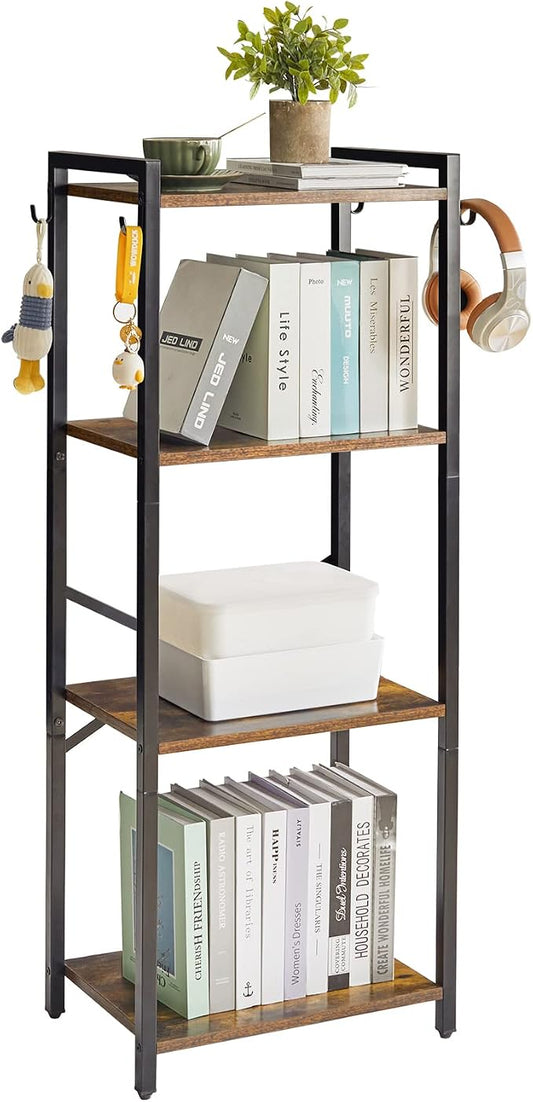 YMYNY Bookcase, 4-Tier Narrow Ladder Bookshelf, Freestanding Shelving Unit by High-qualityhomefurnishing