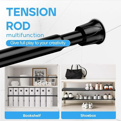 Tension Curtain Rod 16-28'' 4 Pcs Black Small Spring Tension Rods | 5/8 Inch - Image 6