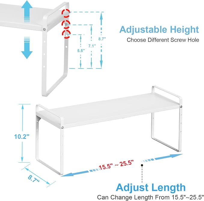 15.5 to 25.5 Inch Kitchen Cabinet Shelf Organizers, Adjustable Kitchen Counter - Image 2