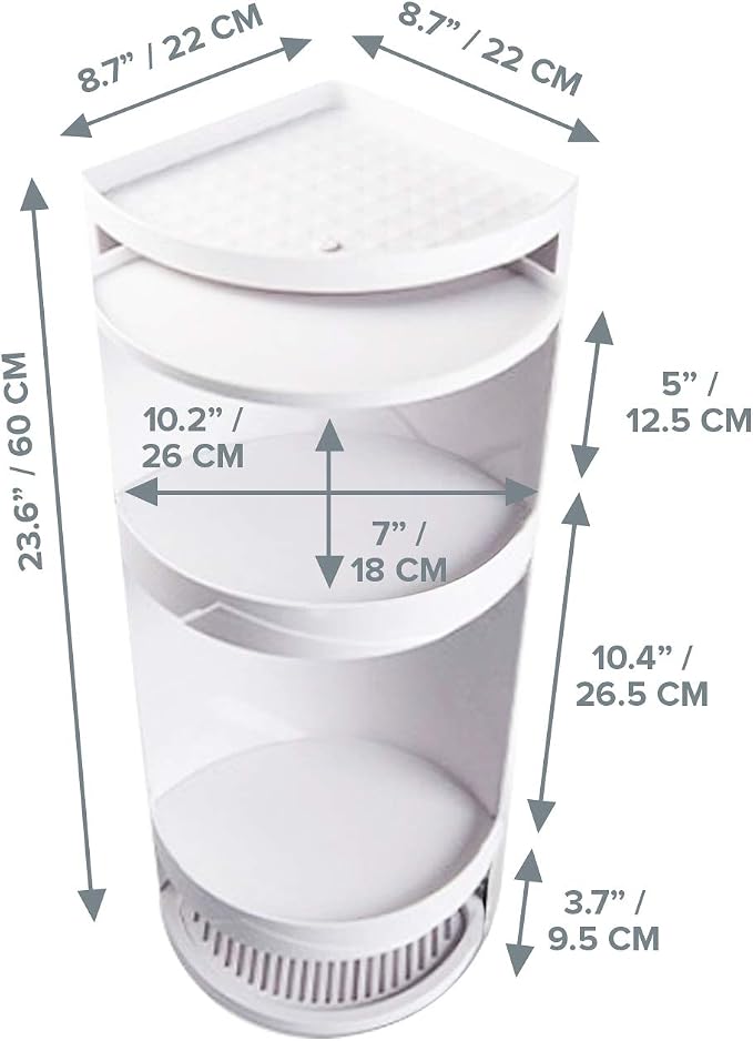 Bathroom Storage Corner Vanity Cabinet 24"x8.75"x8.75" Space Saver Rotating - Image 2