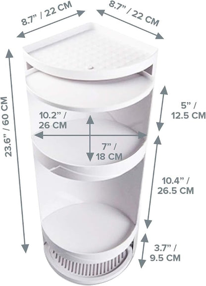 Bathroom Storage Corner Vanity Cabinet 24"x8.75"x8.75" Space Saver Rotating - Image 2