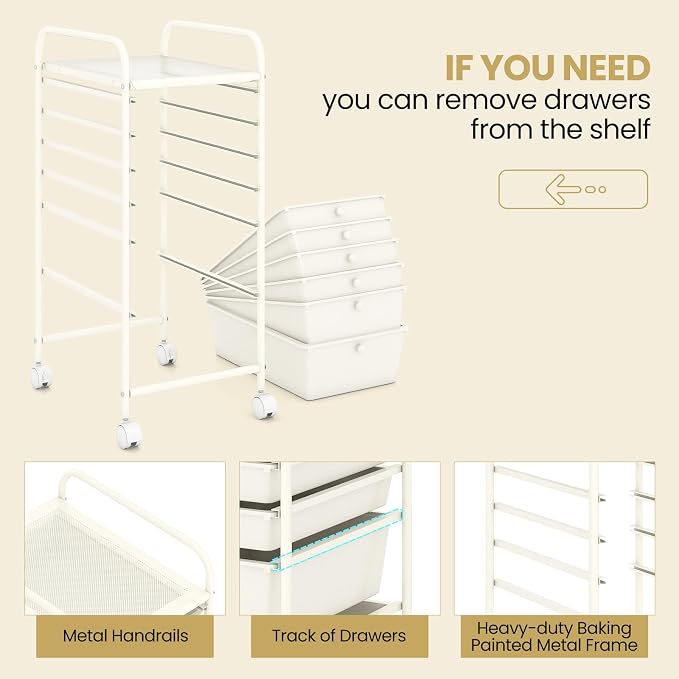 Giantex 6 Storage Drawer Cart Rolling Organizer Cart - Image 6