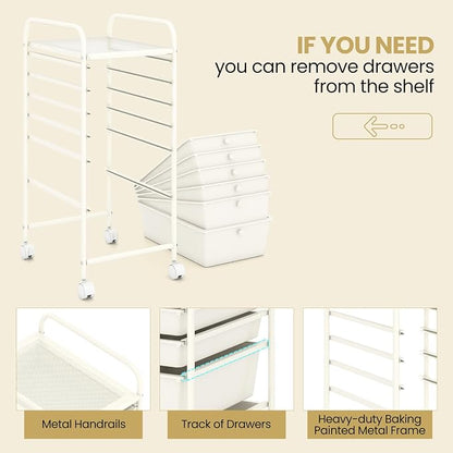 Giantex 6 Storage Drawer Cart Rolling Organizer Cart - Image 6