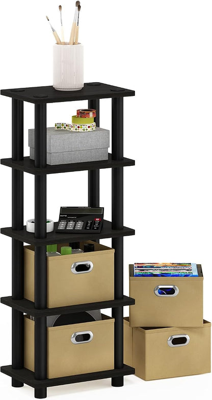 Furinno LACi 4-Bins System Rack, 11.3 x 28.8 Inch, Espresso/Black - Image 7