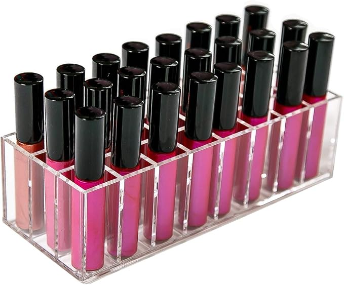Acrylic Lip Gloss Holder Organizer, Lipstick Holder, 24 Slots Makeup Lip Gloss by BBDOU
