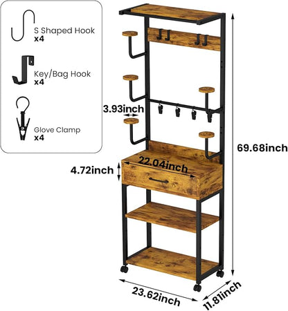 Kikihouse Freestanding Floor Mounted Helmet & Gear Storage Rack, Adjustable - Image 2