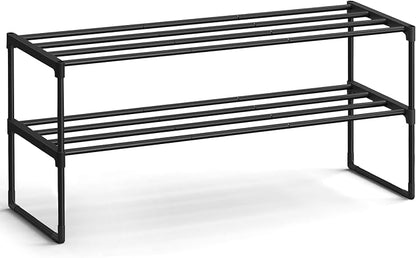 SONGMICS Shoe Rack, 2-Tier Shoe Organizer, Metal Storage Shelf, Upright or by Unknown