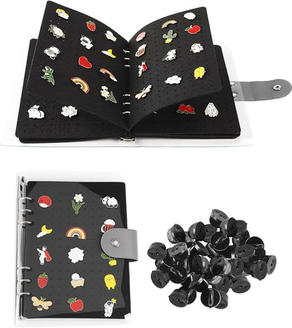 UCEC 8-Page Enamel Pin Display Book & 50 PCS Pin Backs, A5 Binder by UCEC
